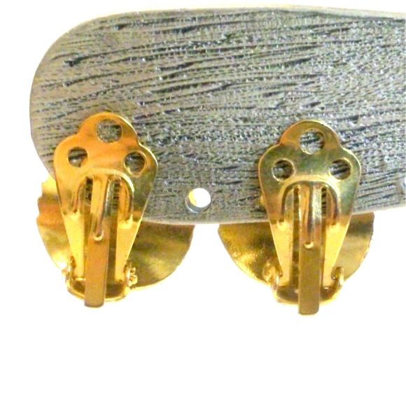 Vintage Butterfly Design Cobalt Blue Clip On Cloisonne Earrings - Picture 2 of 3